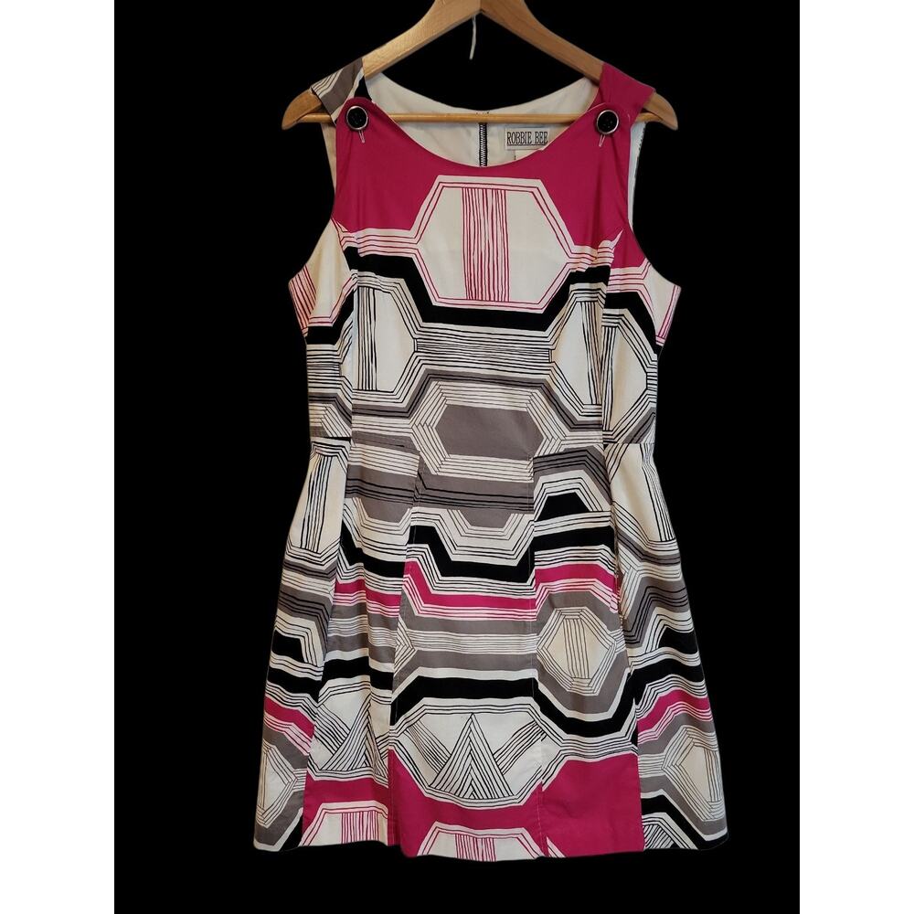 Vintage Robbie Bee Jumper Dress Geometric Pockets Maximalist Industrial‎ Size 12